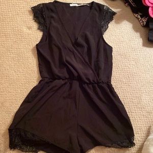 Kimchi Blue Black Romper with Lace Detail